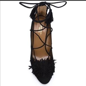 Aquazurra lace up pumps with Pom Pom